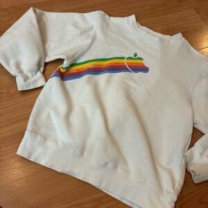 Vintage Apple Mac Computer Rainbow Logo Crew Neck Sweatshirt